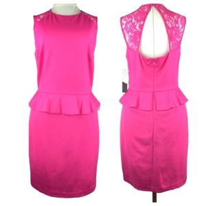 Cynthia Steffe  peplum shift dress 10 Mod Pink